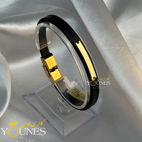 دستبند طلا چرم مردانه L108